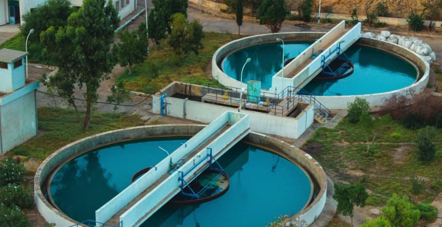 arial view of water treatment facility