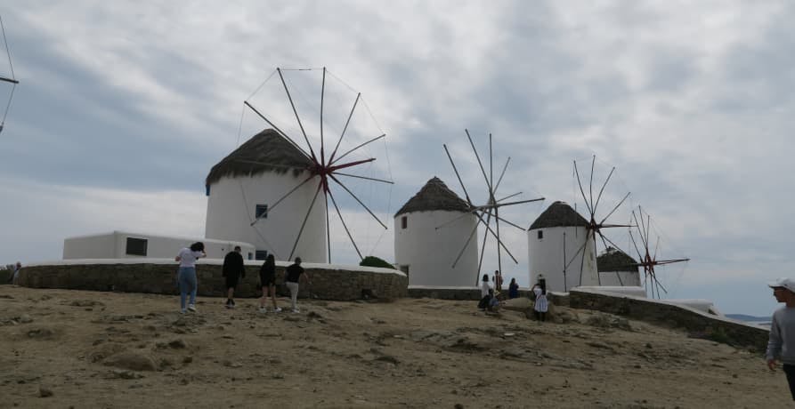 windmills in mykonos, greece