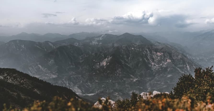 mountain view with clouds