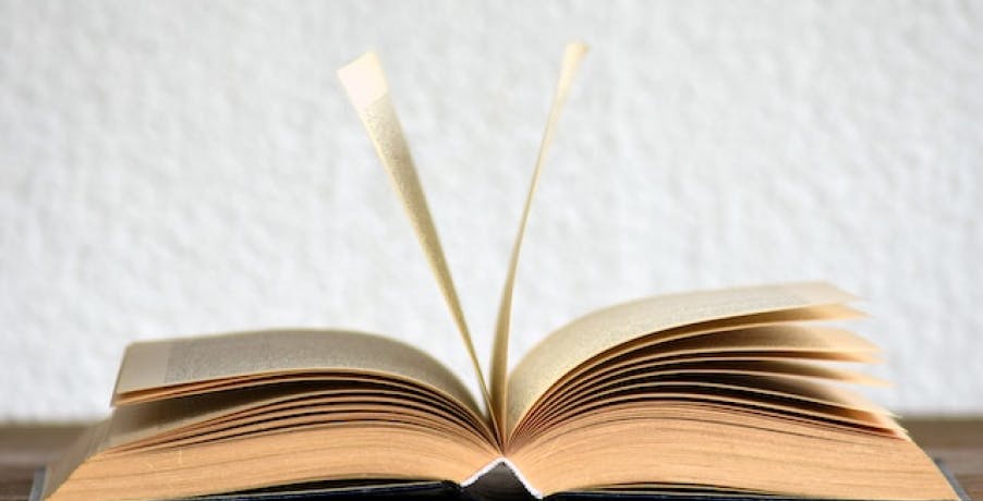 open book with pages in mid air turning