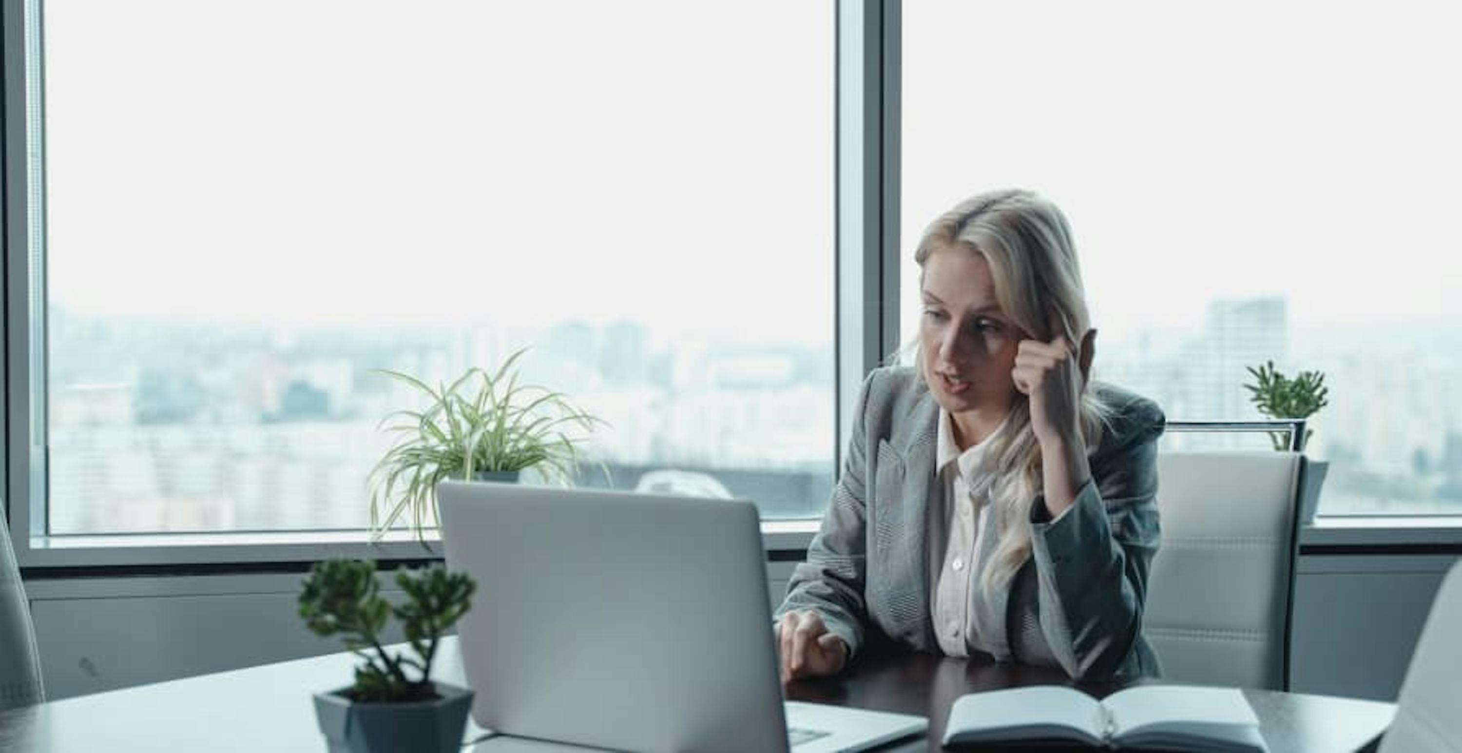 business woman on a conference call