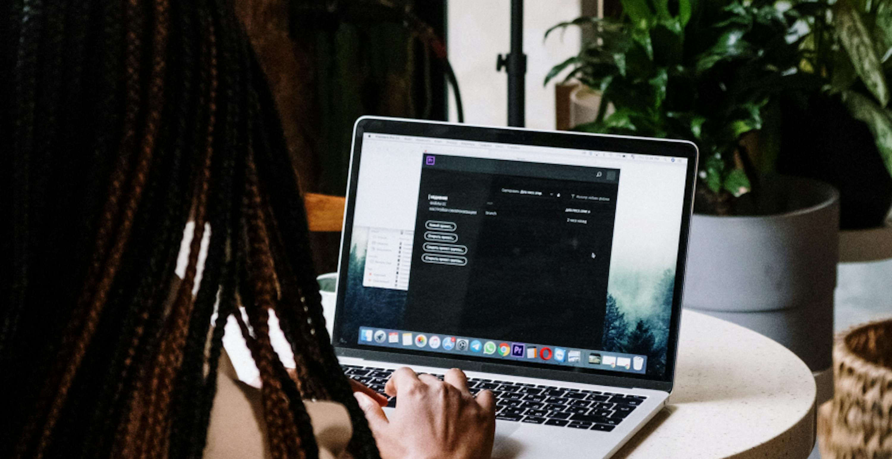 woman working on computer