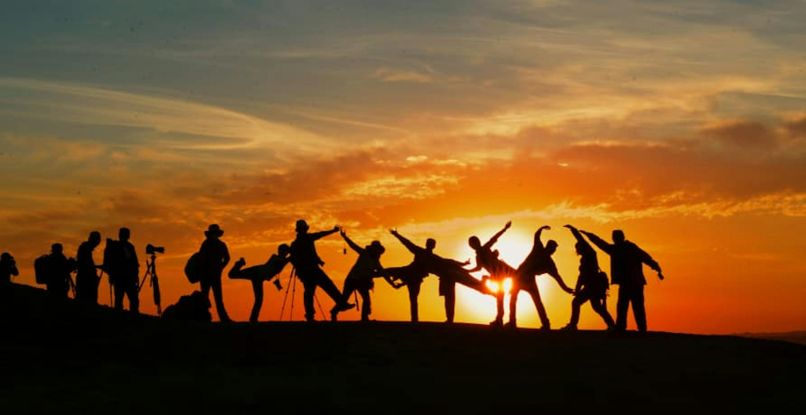 people in sunset