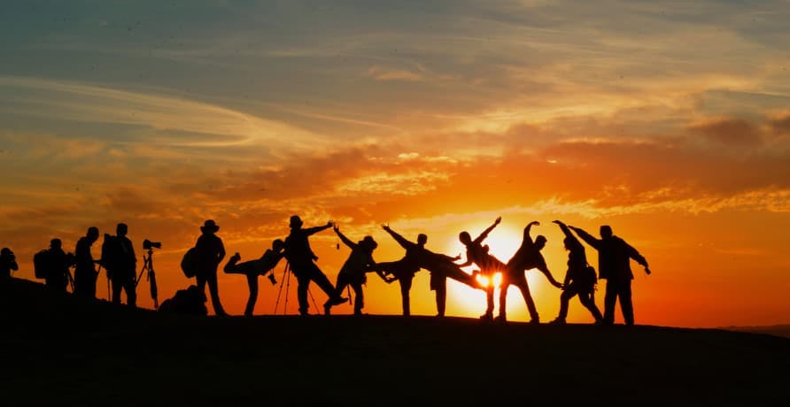 people in sunset