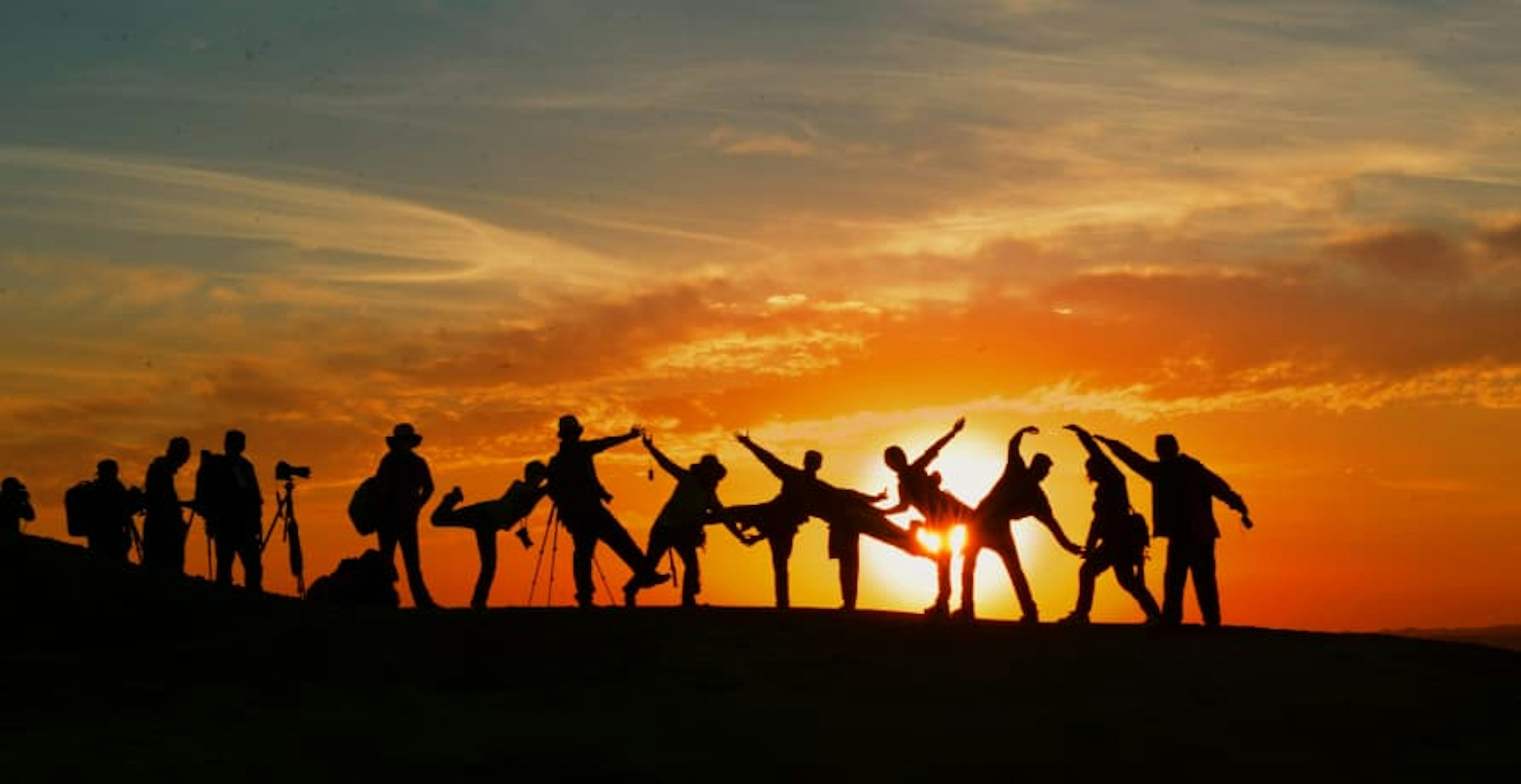 people in sunset