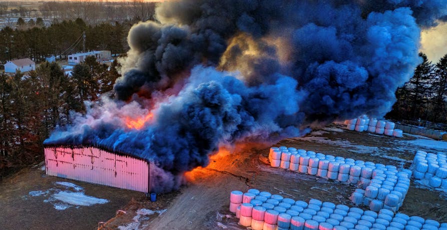 incendie dans un entrepôt