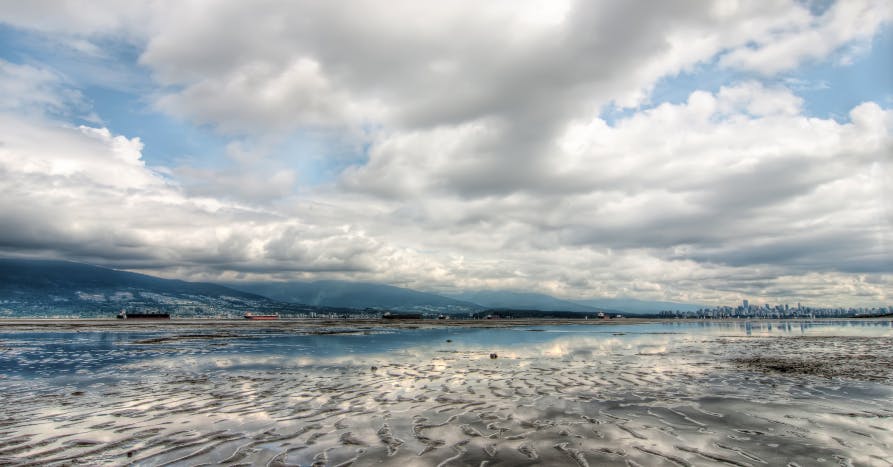 winter mountains and cloudy sky