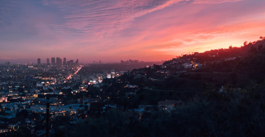 pink sunset over los angeles