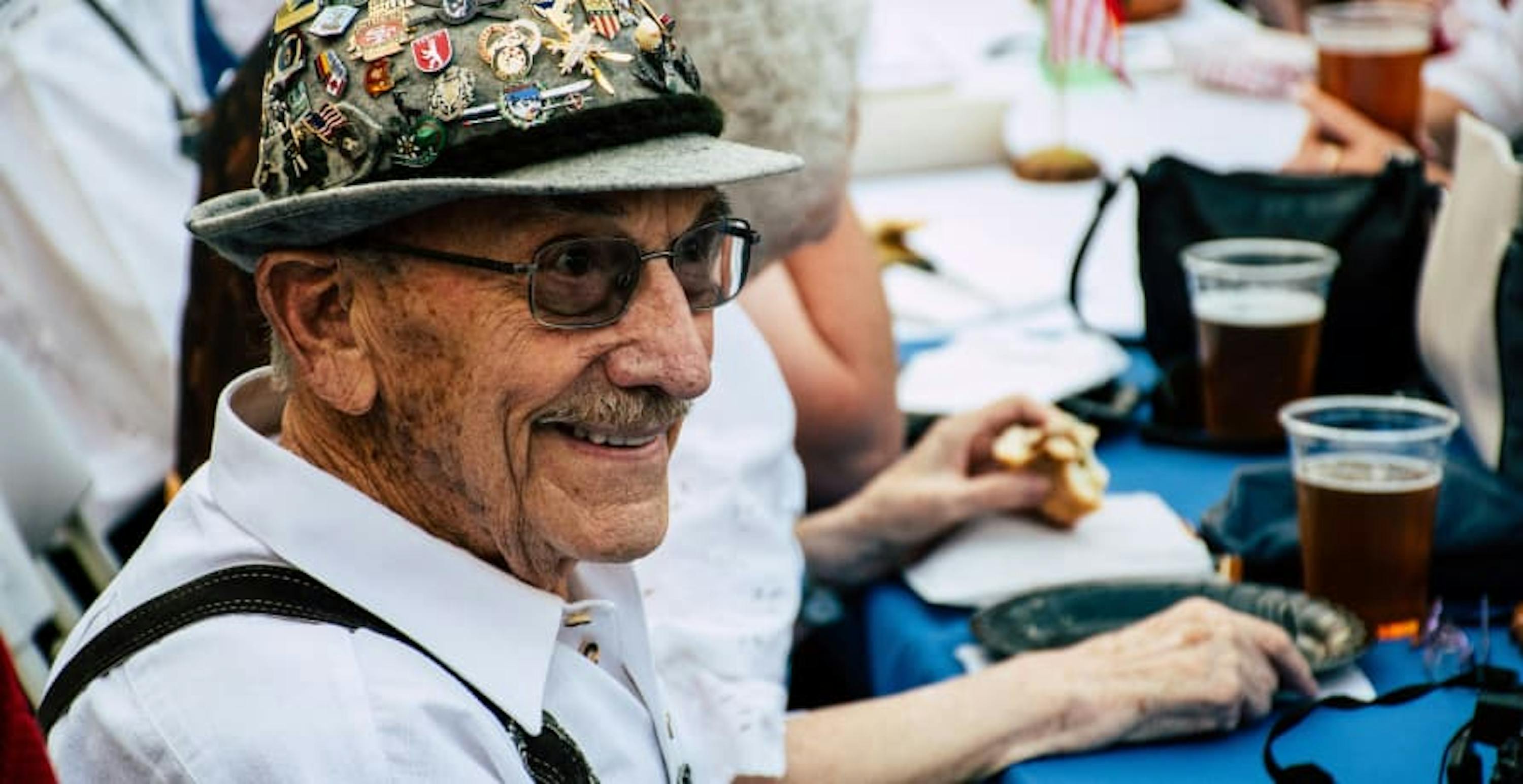 elderly man socialising