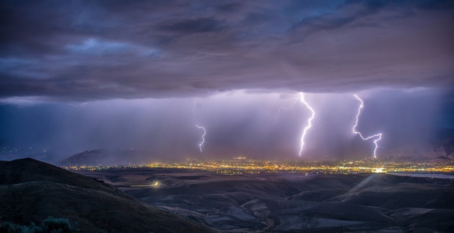 stormy sky with lightening