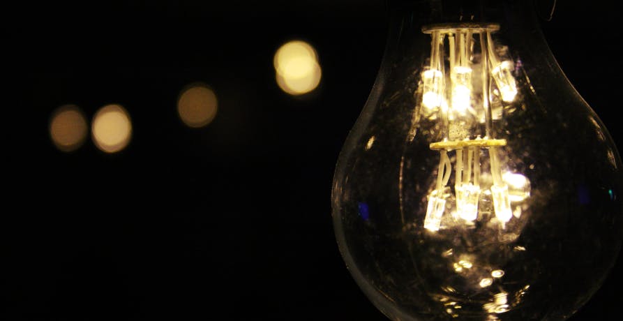 light bulb in a dark room