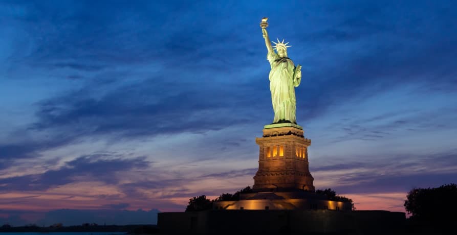statue of liberty at night