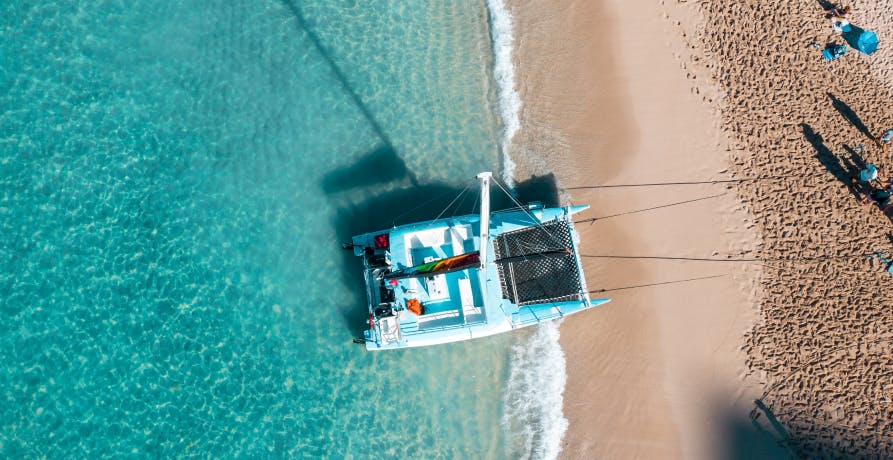 catamaran on tropical beach