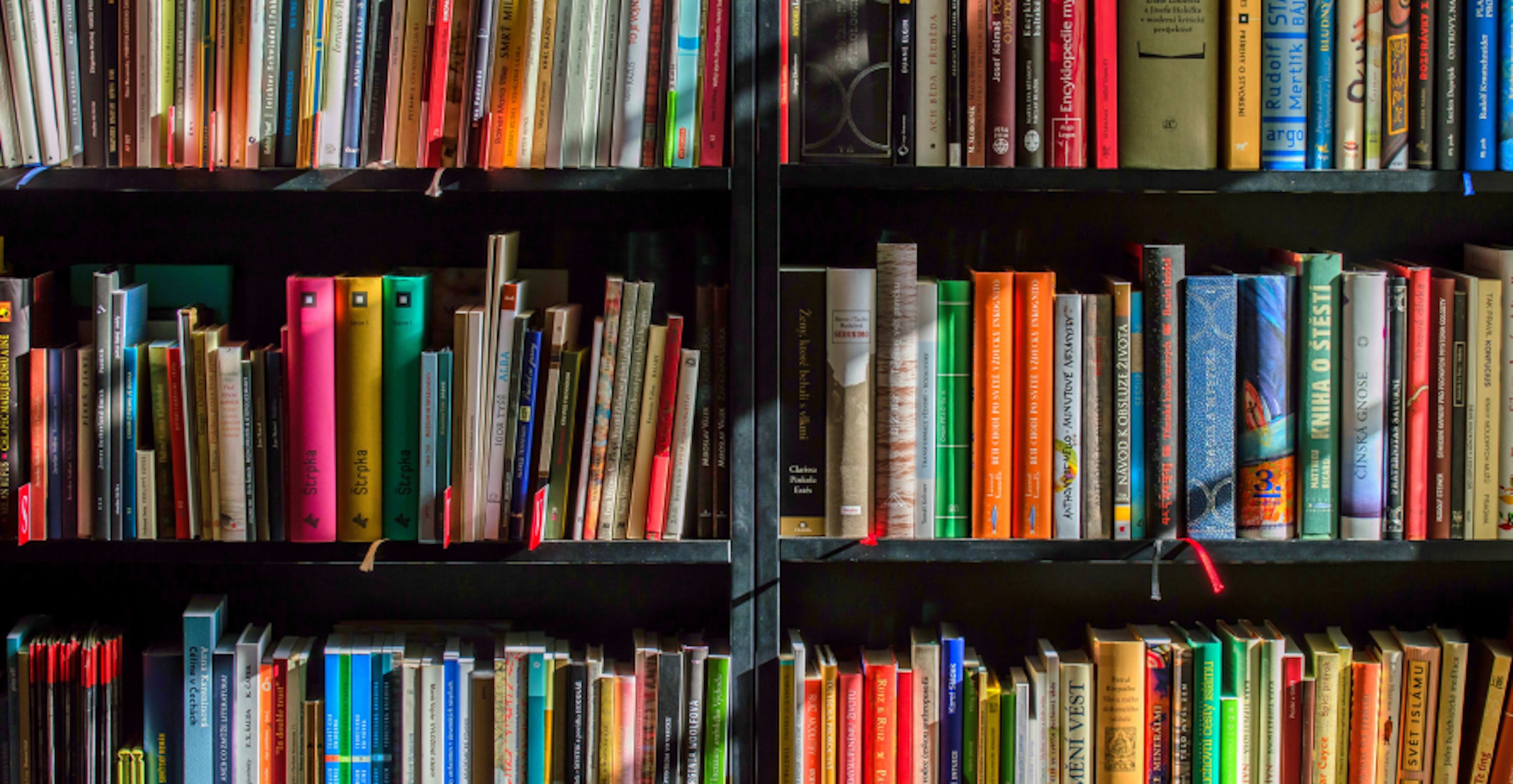 colorful books on shelf