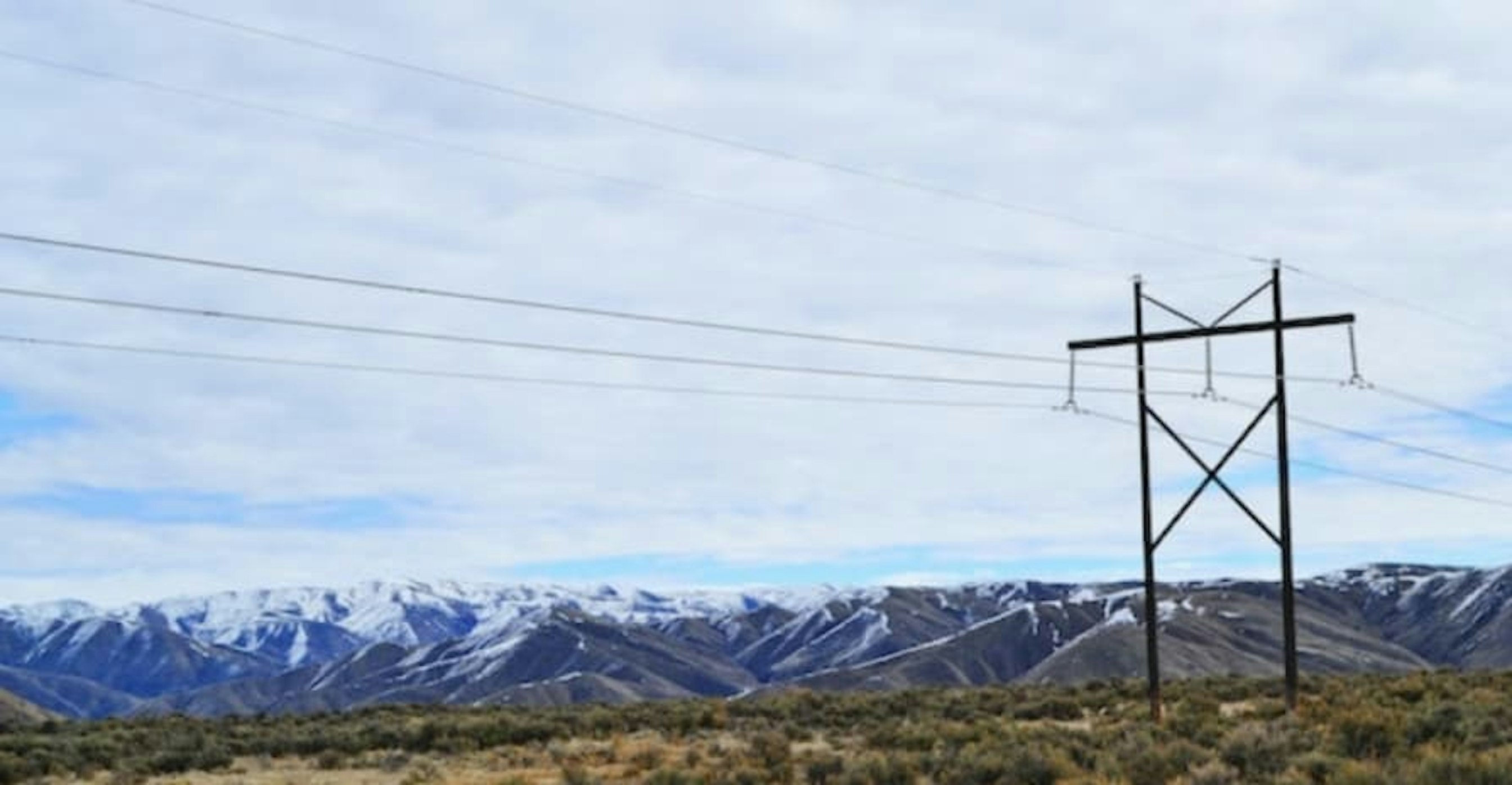 power line with mountains behind