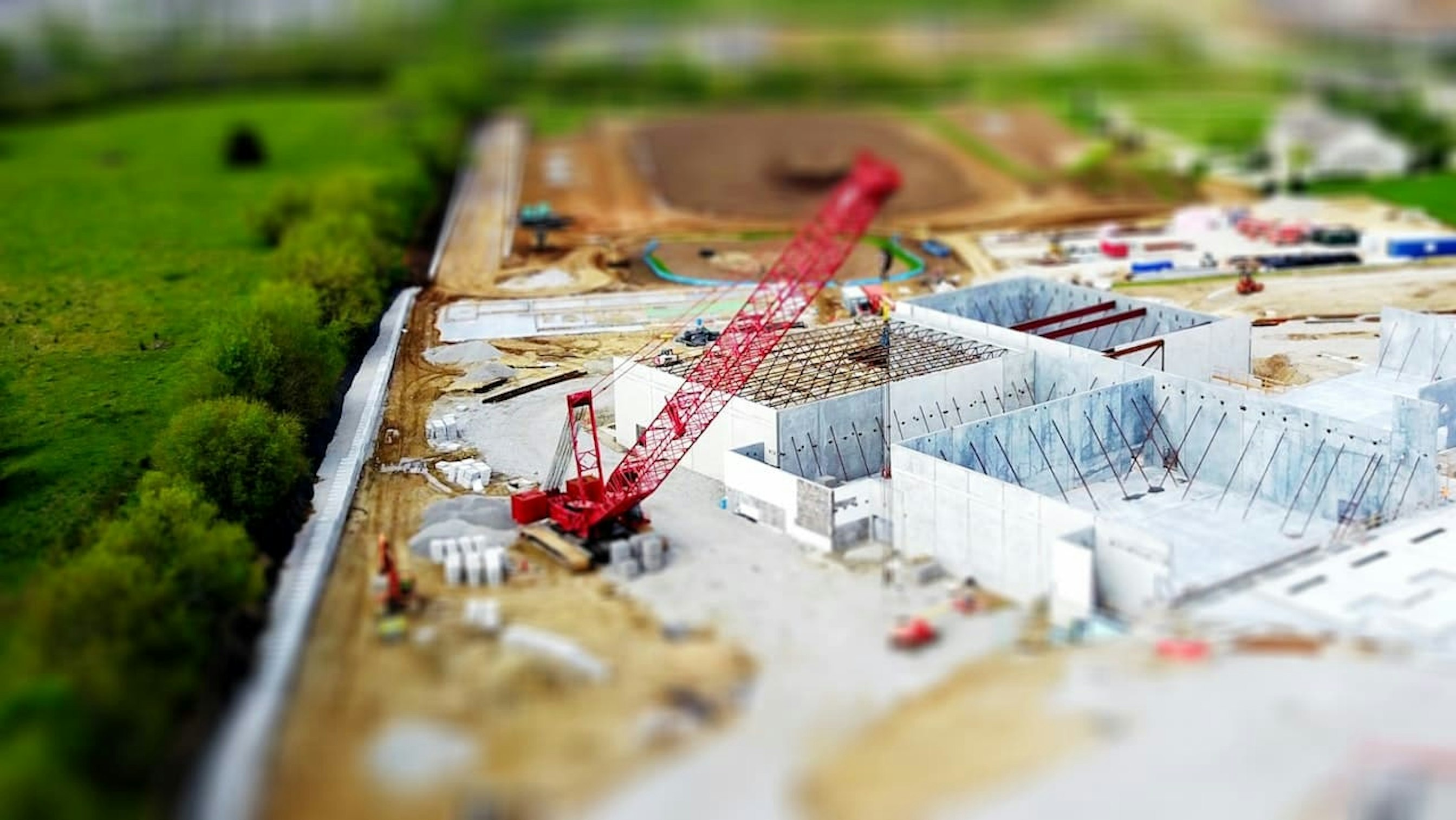 une grue rouge miniature