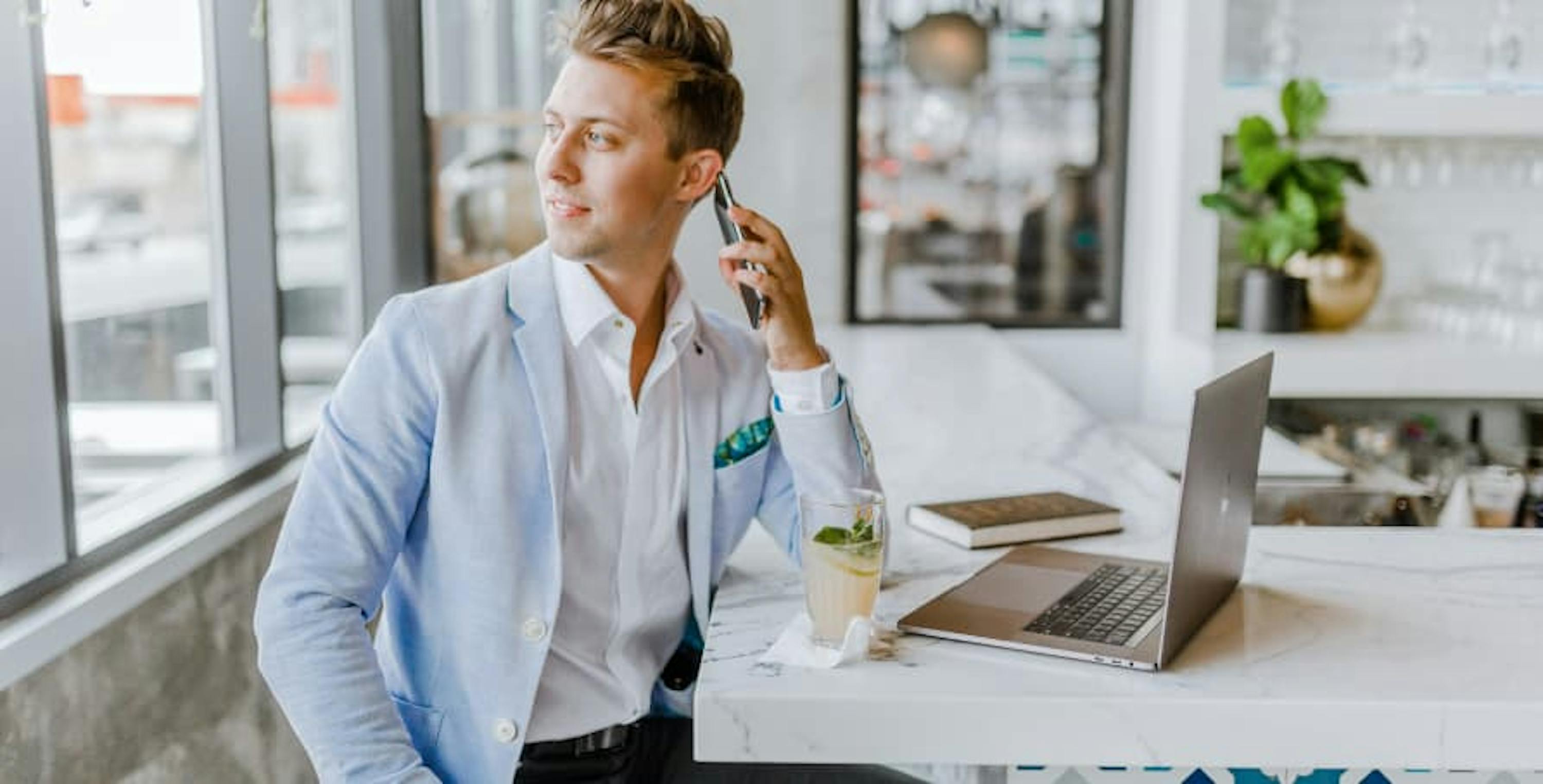 young man on phone