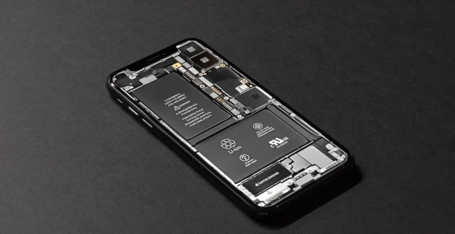 phone with back removed revealing lithium-ion battery