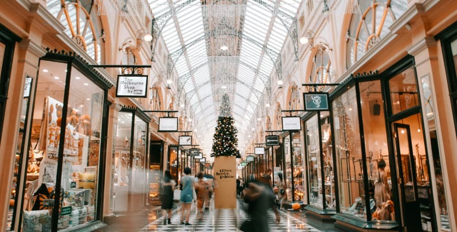 shopping hall during christmas time