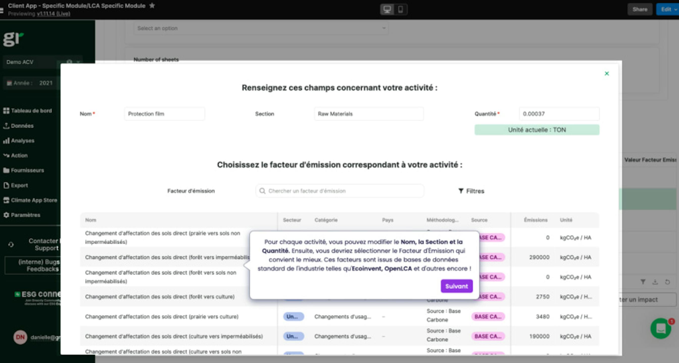 screenshot de la plateforme greenly