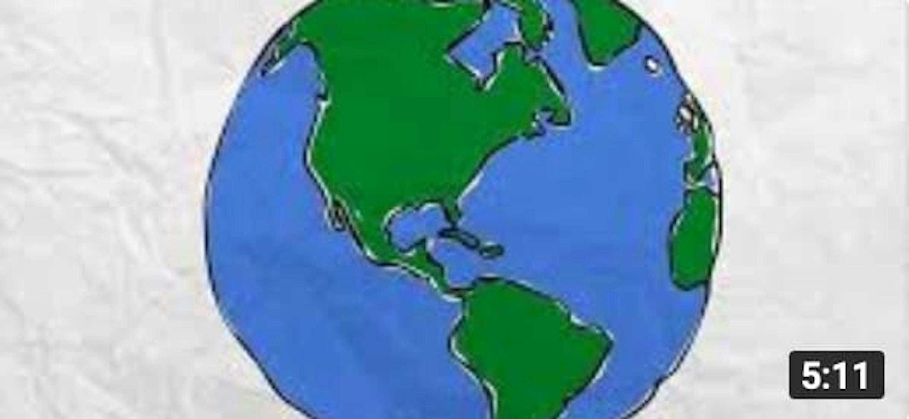 cartoon globe blue and green