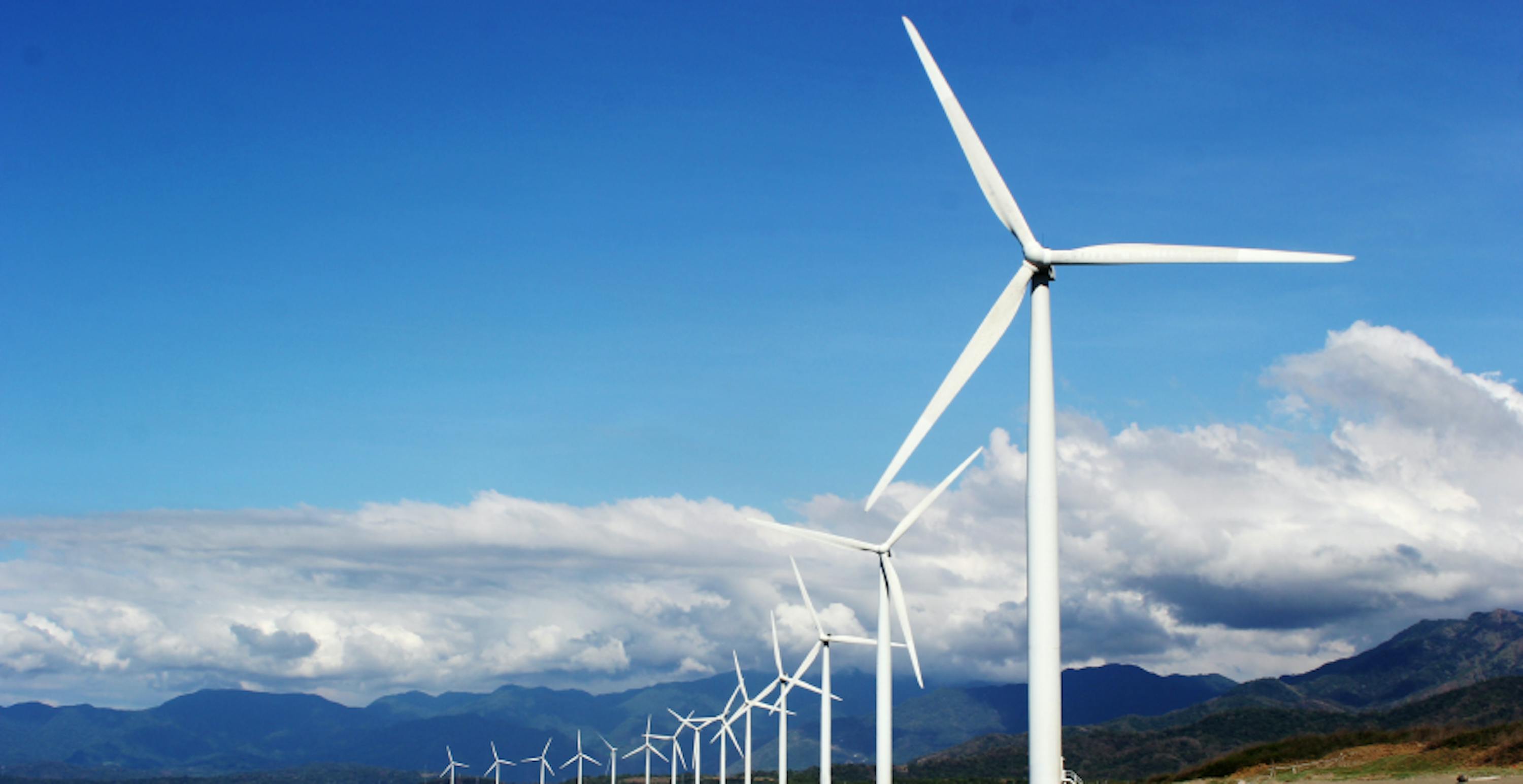 Wind turbine farm in countryside