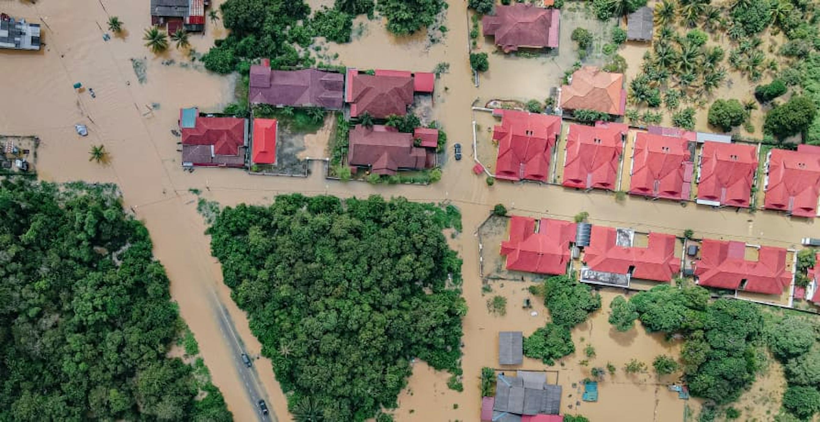 flooded town and countryside