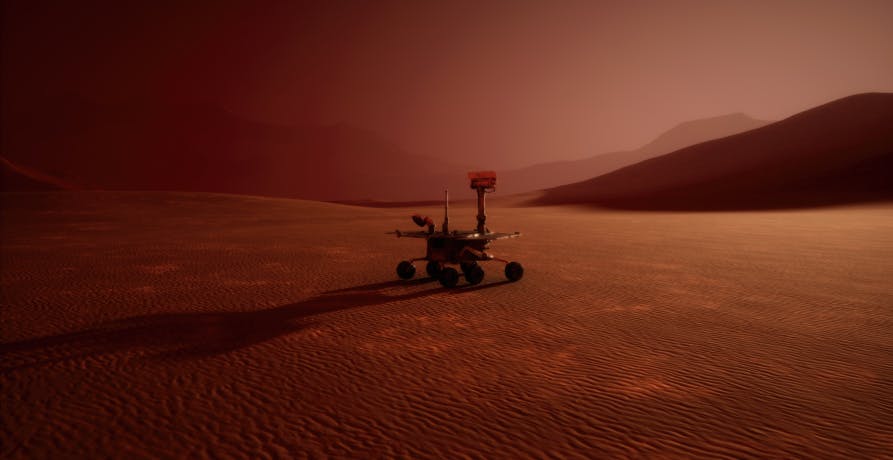 robot sur la planète Mars
