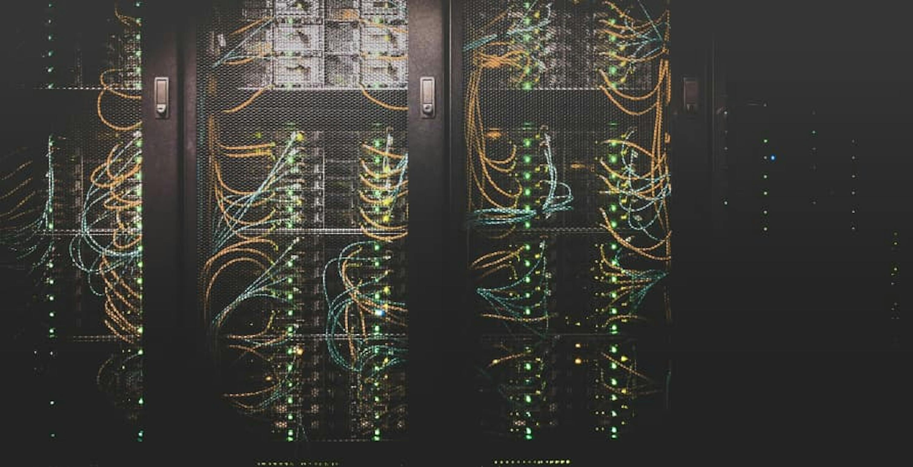 varied colored chords at data center