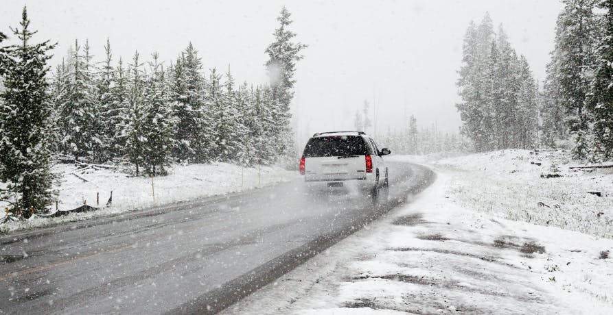 car driving in snow