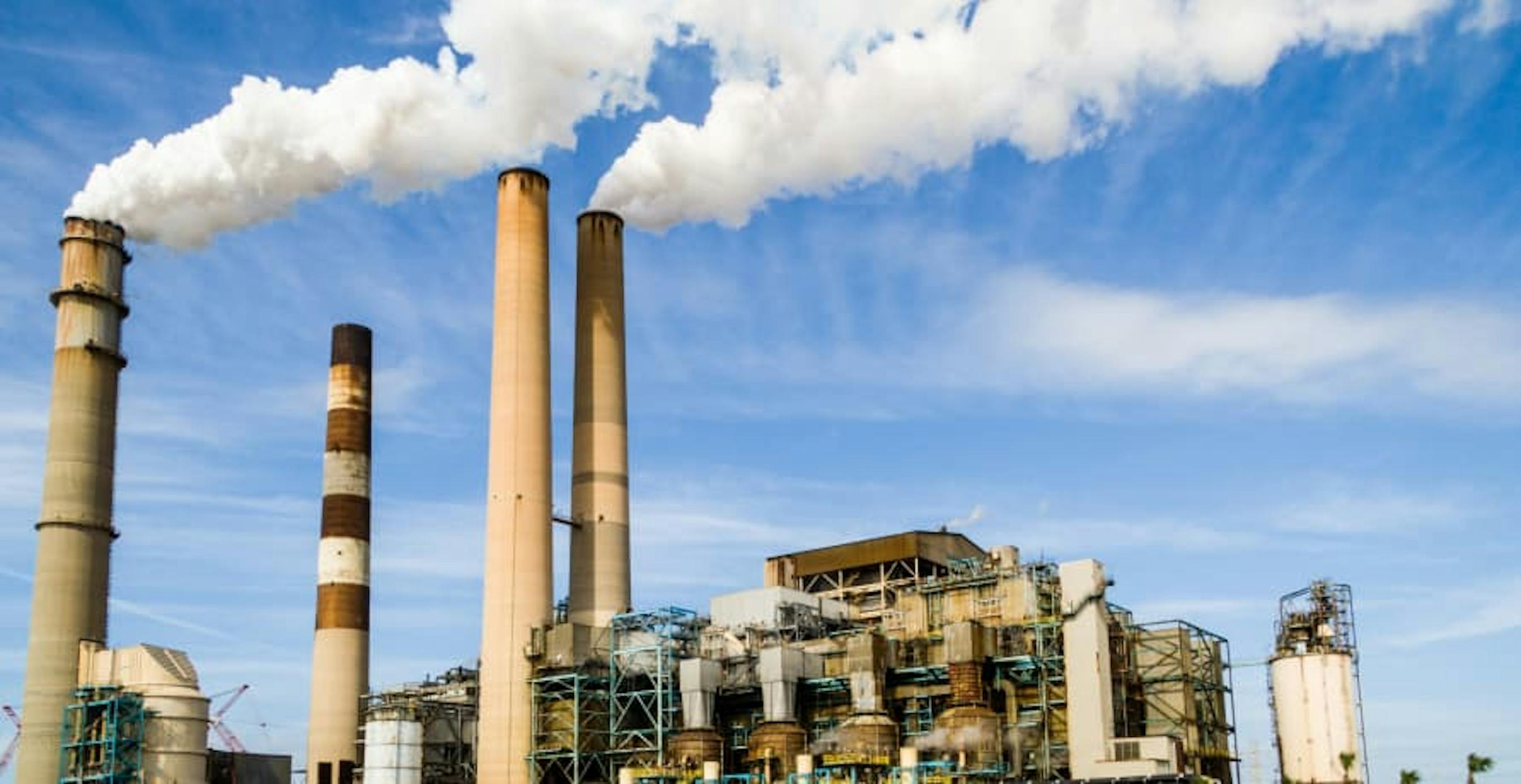 pollution in blue sky