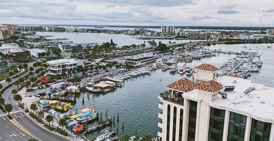 View of Clearwater, Florida – city off of Gulf of Meixco coast