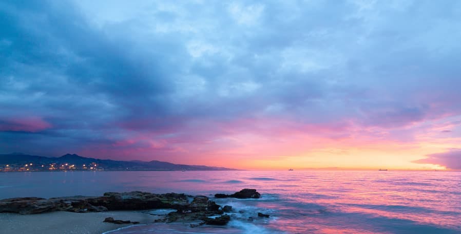 pink sunset on water