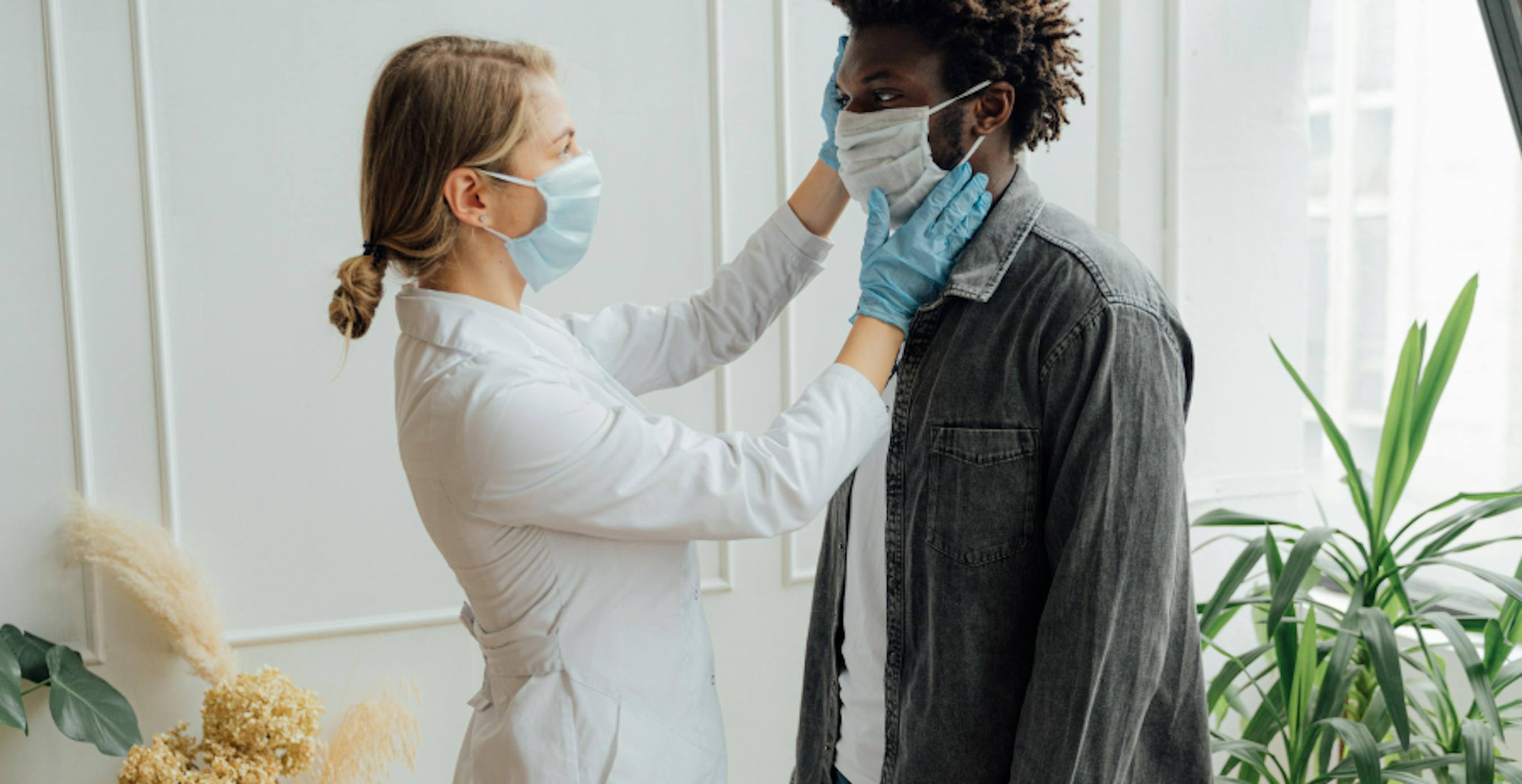 person being fitted for a mask