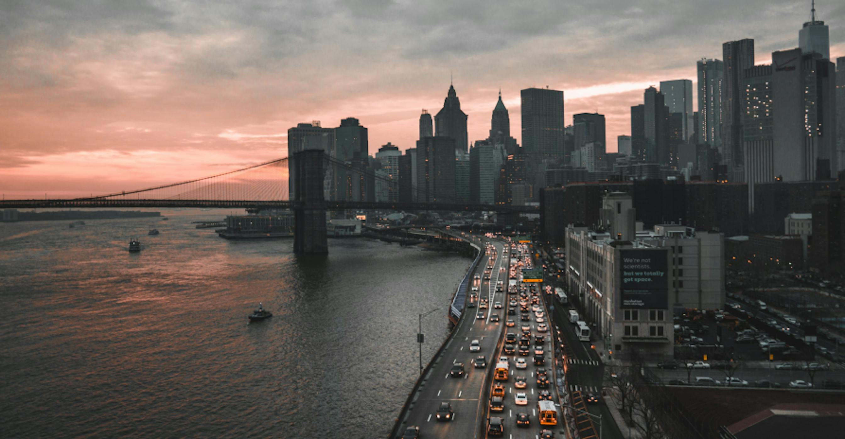 sunset in nyc traffic