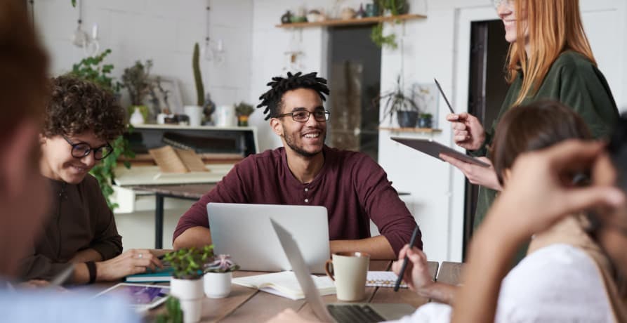 colleagues working together in a meeting