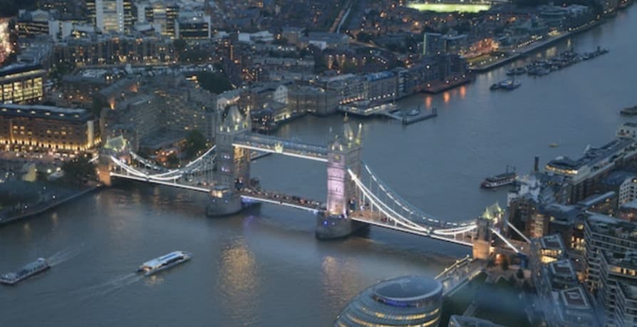 view of tower bridge in london at night