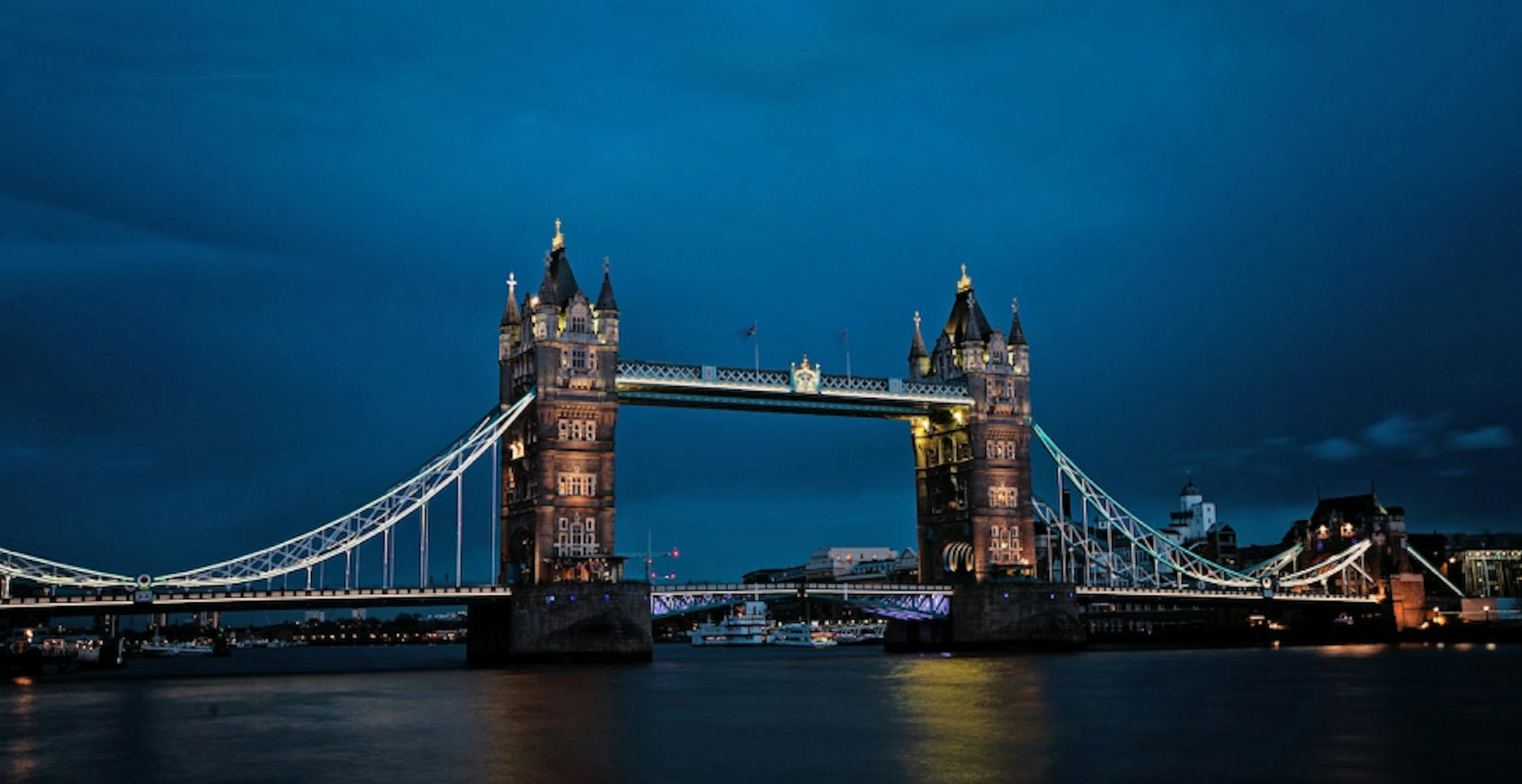 Tower bridge in London at night