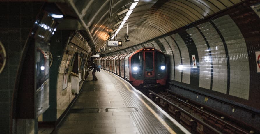 London Underground train in the tunnel