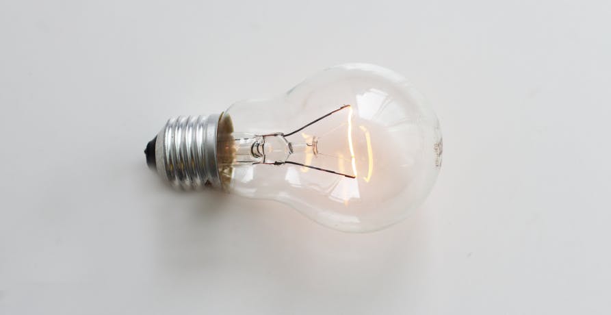 lightbulb on white table