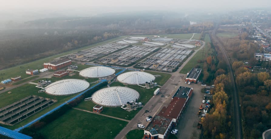 large sewage treatment facility in the countryside