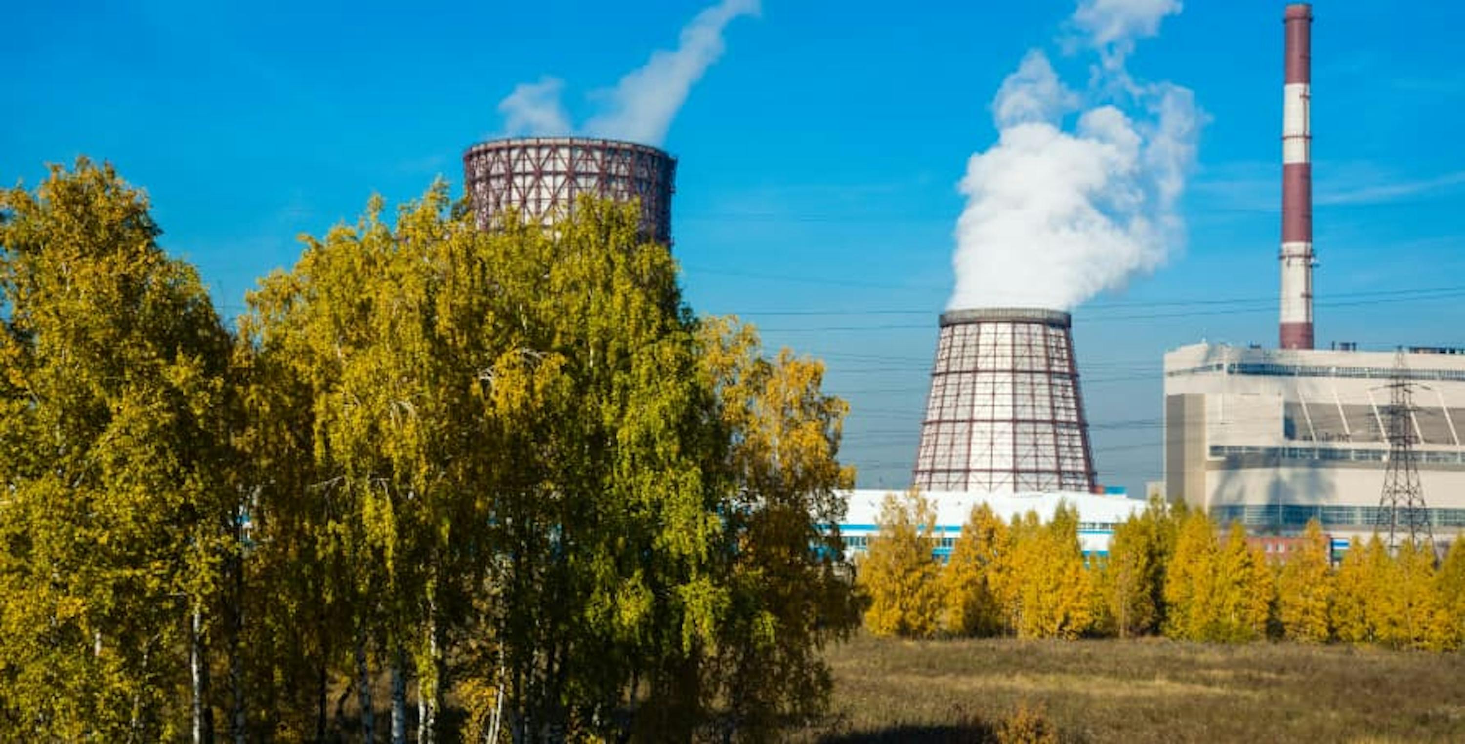 power plants clear blue sky