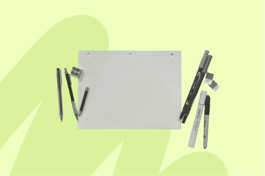 Feuille et stylos