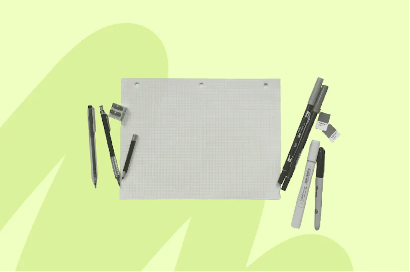 Feuille et stylos
