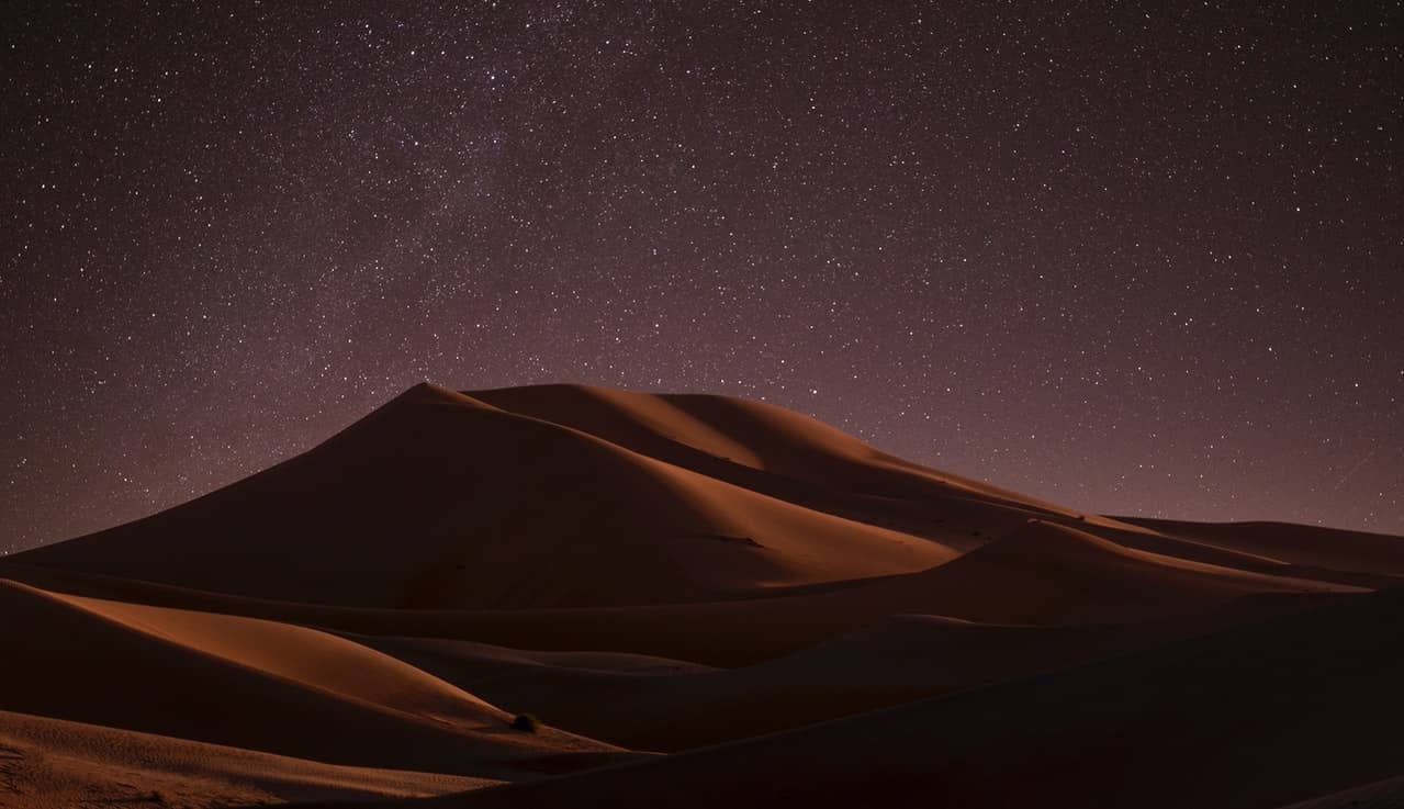 Night and stars in the desert