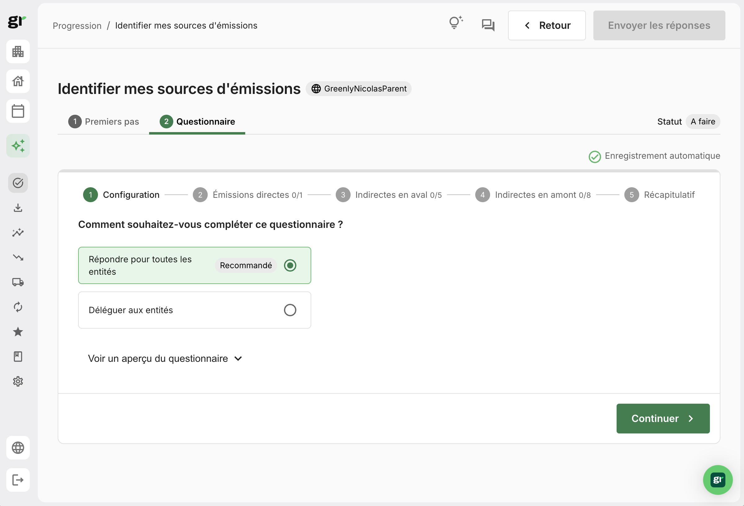 Répondez ou déléguez les questionnaires de sources d’émissions multi-entités