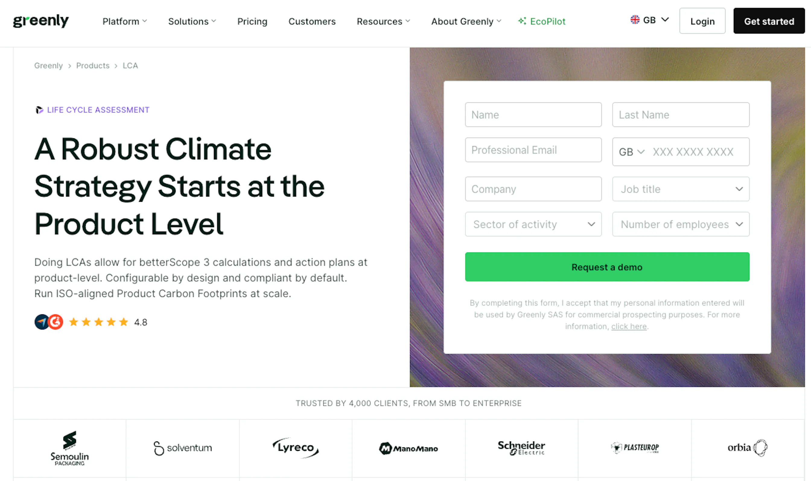 Greenly's LCA product page