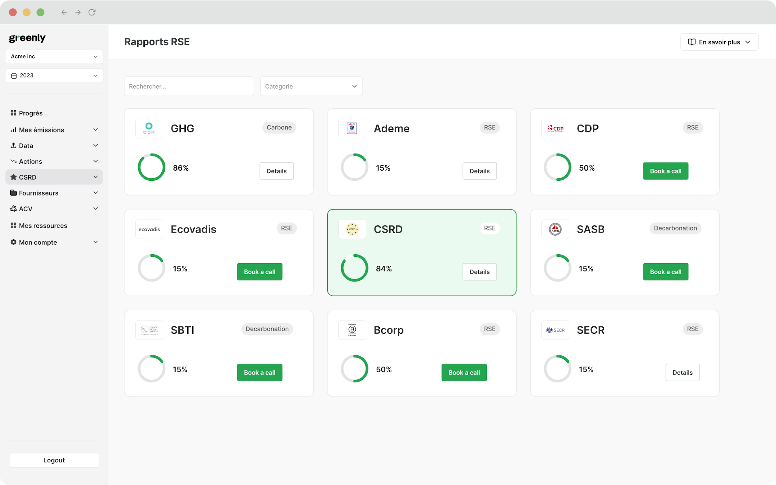 screenshot de la plateforme greenly