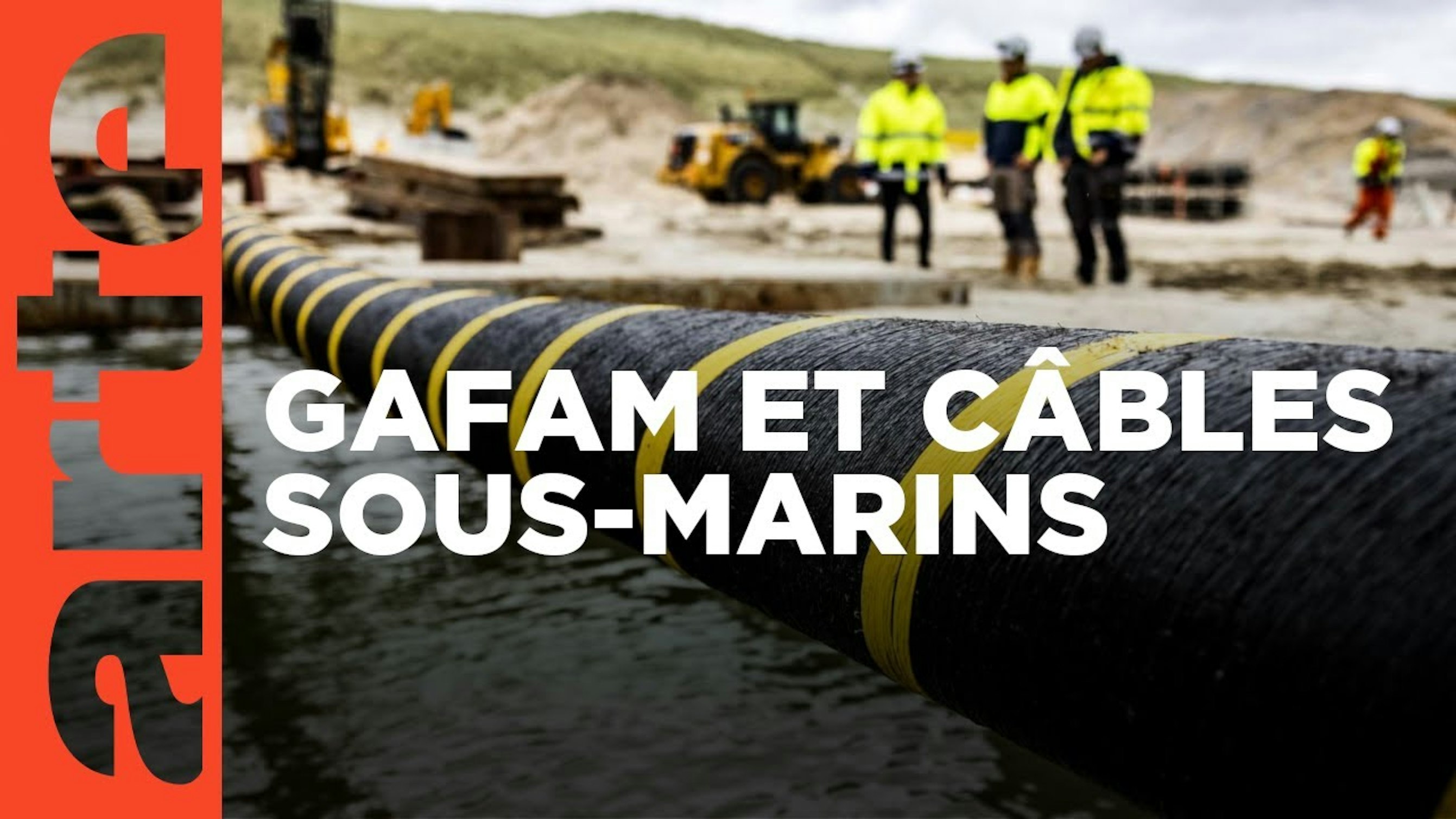 Câbles internet posés sur du sable