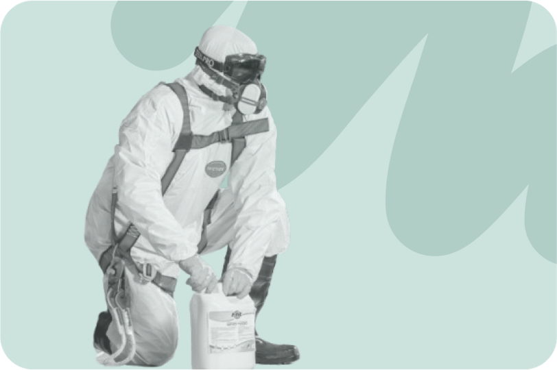 person in hazmat suit opening dangerous chemical